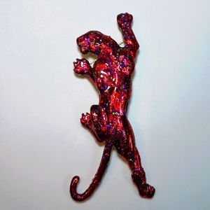 Big Sparky Pink Panther Big Cat Brooch Pin Large